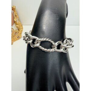 Monet Chunky Silver Tone Chain Bracelet Size 6 Vintage Statement